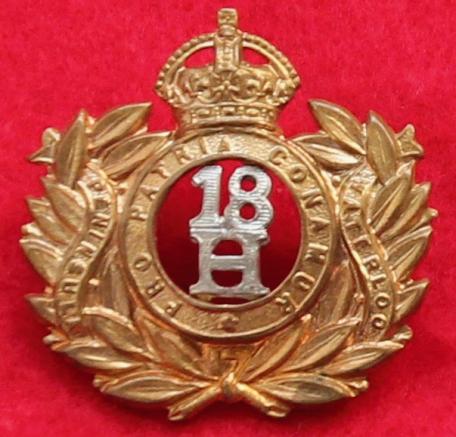 18th Hussars Collar Badge