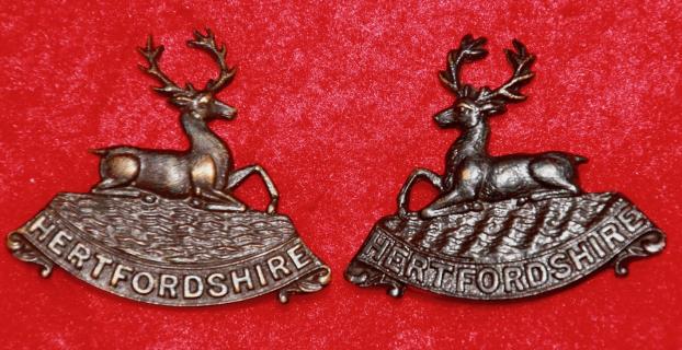 Hertfordshire Regt OSD Collar Badges