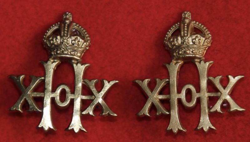 20th Hussars Collar Badges