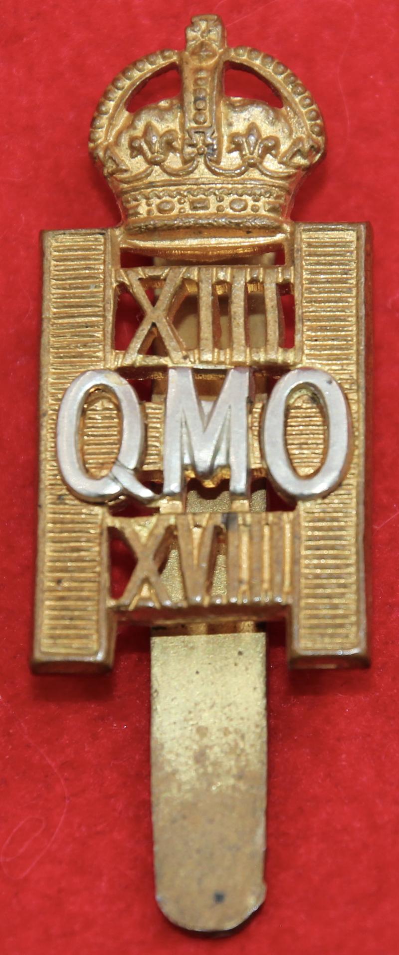 13th/18th (QMO) Hussars Cap Badge