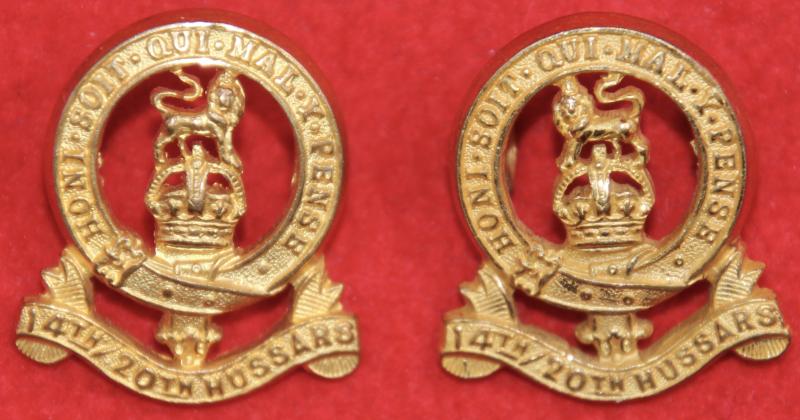 14th/20th Hussars Officer's Collar Badges