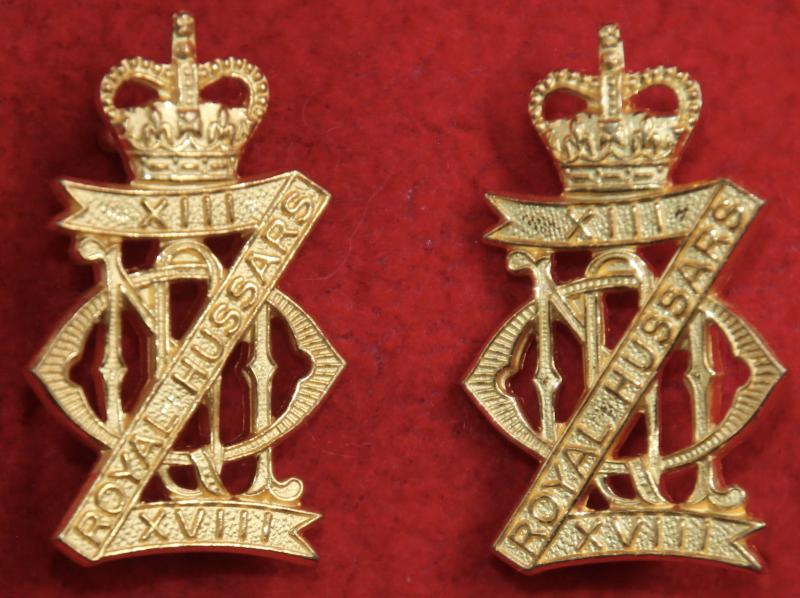 13th/18th Hussars Officer's Collar Badges