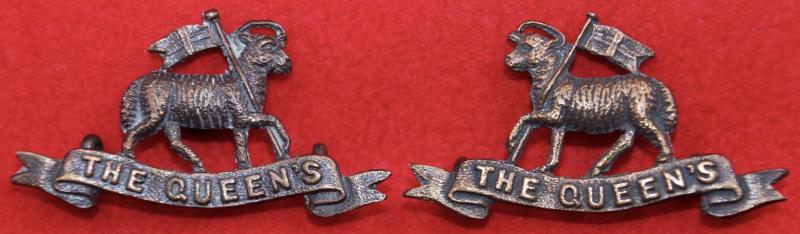 Queens Regt OSD Collar Badges