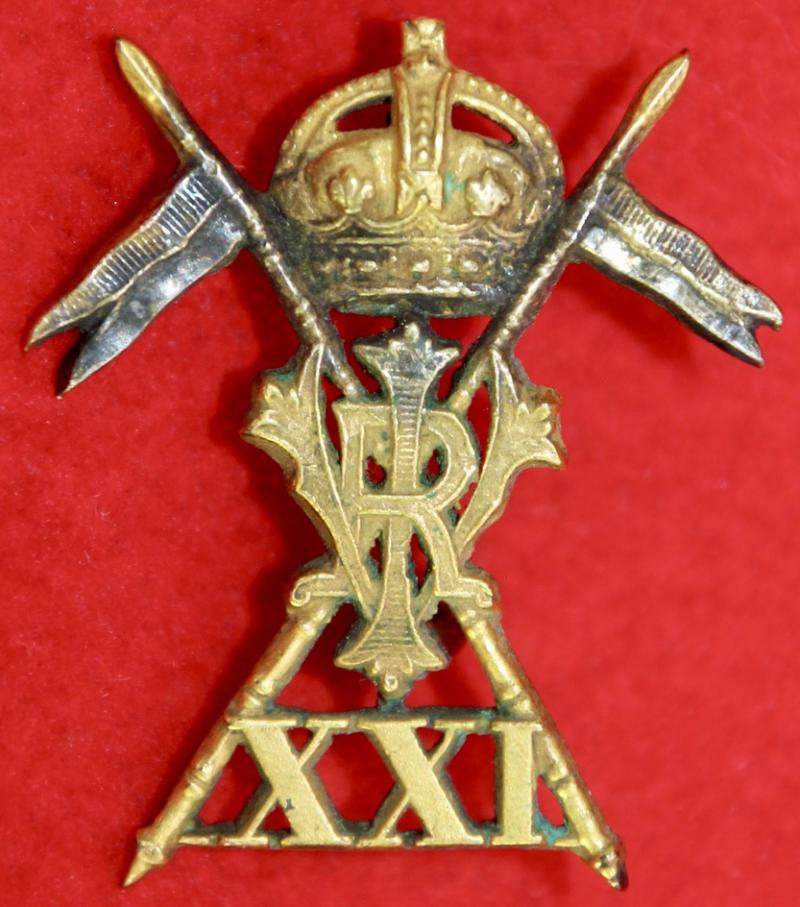 21st Lancers officer's Collar Badge