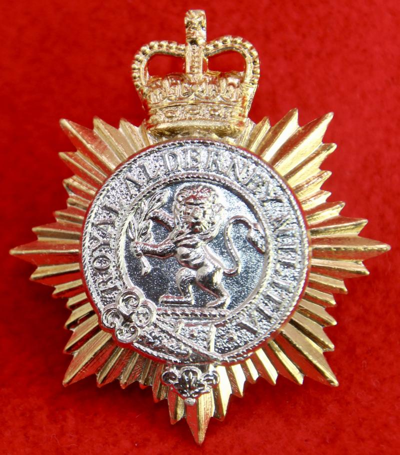 Anodised R Alderney Militia Cap Badge